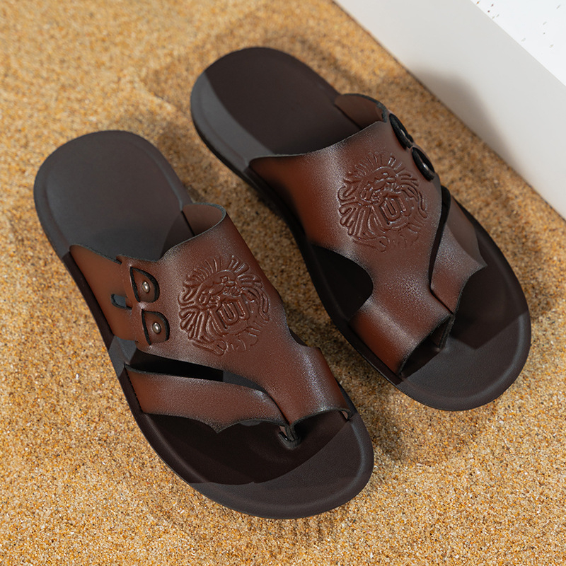 Vīriešu sandales ar atvērtu pirkstu, PU augšējā daļa, poliuretāna zole, slip-on, elpojošas, ikdienas stils, pavasaris 2025