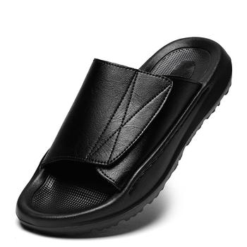 Vīriešu sandales no mikrofibras ādas, brīvā laika stilā, Velcro aizdare, šuvēta zole, 18–40 gadi