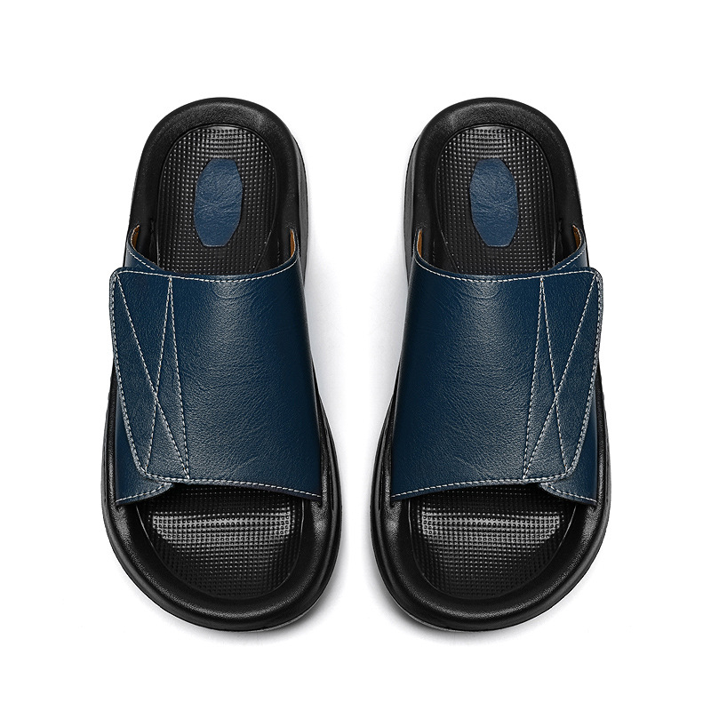 Vīriešu sandales no mikrofibras ādas, brīvā laika stilā, Velcro aizdare, šuvēta zole, 18–40 gadi