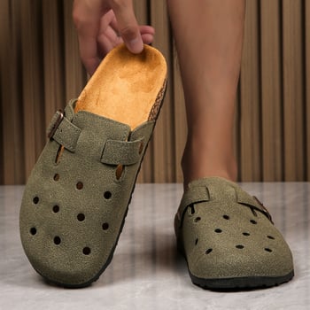 Baotou чехли с коркова подложка – ретро стил, slip-on, PVC подметка, горна част от синтетична кожа, за мъже