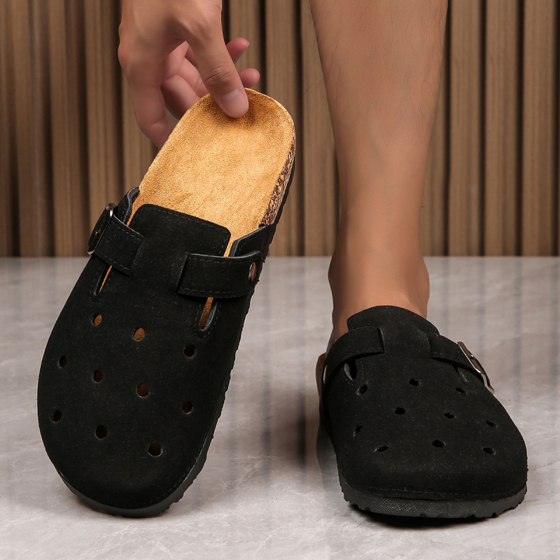 Baotou чехли с коркова подложка – ретро стил, slip-on, PVC подметка, горна част от синтетична кожа, за мъже