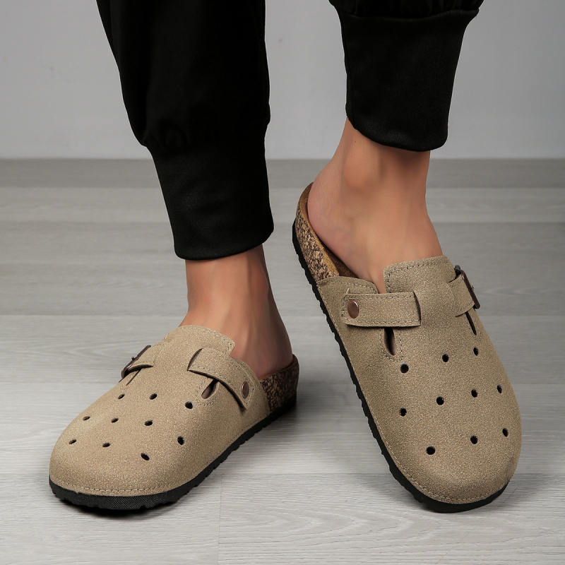 Baotou чехли с коркова подложка – ретро стил, slip-on, PVC подметка, горна част от синтетична кожа, за мъже