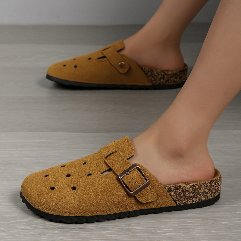 Baotou чехли с коркова подложка – ретро стил, slip-on, PVC подметка, горна част от синтетична кожа, за мъже