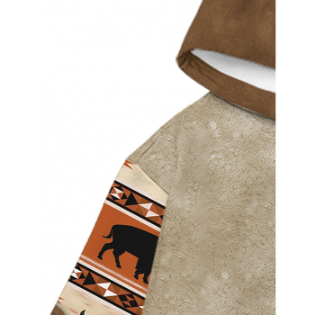 Φούτερ με κουκούλα, 3D ψηφιακή εκτύπωση, εθνοπολιτιστικό μοτίβο φυλών, βελουτέ επένδυση, μικροελαστικό ύφασμα, βάρος 400 g και άνω, για άνδρες