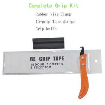 Golfo klubo rankenos montavimo rinkinys — trijų dalių rinkinys su klijais, popieriaus klipu ir peiliu