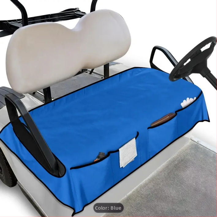 Potah sedadla golfového vozidla s 4 prednými vreckami, plochý a športový štýl, polyester, bez výplne