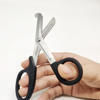 Ψαλίδια γάζας από ανοξείδωτο ατσάλι, καμπύλος άκρο, κατάλληλα για επιδέσμους και γάζες από ύφασμα