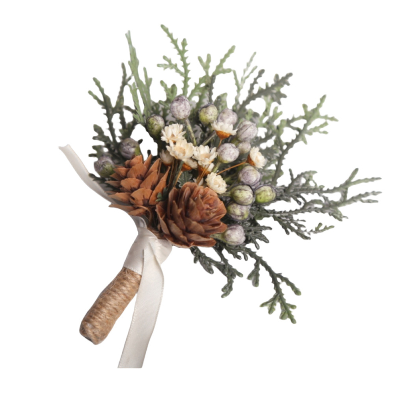 Corsage ar rokdarbu ziedu dizainu, dabīgs stils, universāls; piemērots kā dāvana uzņēmumiem, jubilejām un atklāšanas ceremonijām