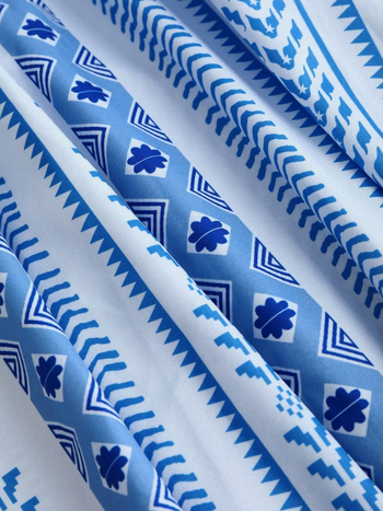 Полиестерова рокля с флорален принт, дълга, с висока талия, без ръкави