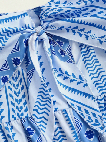 Полиестерова рокля с флорален принт, дълга, с висока талия, без ръкави