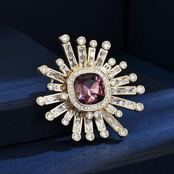 Geometriai formájú réz brooch, elektroplakált bevonattal, Dongyang Minglong márka, dekoratív kiegészítő