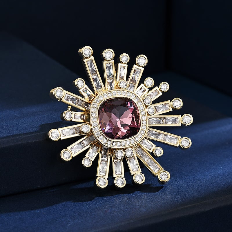 Geometriai formájú réz brooch, elektroplakált bevonattal, Dongyang Minglong márka, dekoratív kiegészítő