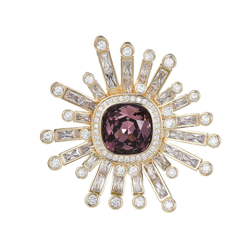 Geometriai formájú réz brooch, elektroplakált bevonattal, Dongyang Minglong márka, dekoratív kiegészítő