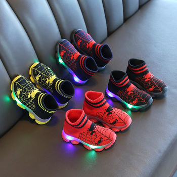 Világító gyerekcipők, lélegző vászon felsőrész, könnyű EVA talp, rajzfilm mintával, 1–12 éveseknek, tavasz-nyár-ősz