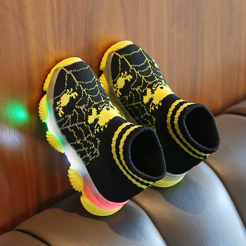 Φωτιζόμενα παιδικά παπούτσια με αναπνεύσιμο επάνω μέρος από ύφασμα, ελαφριά σόλα EVA, μοτίβο κινούμένων σχεδίων, κατάλληλα για ηλικίες 1–12 ετών, άνοιξη-καλοκαίρι-φθινόπωρο