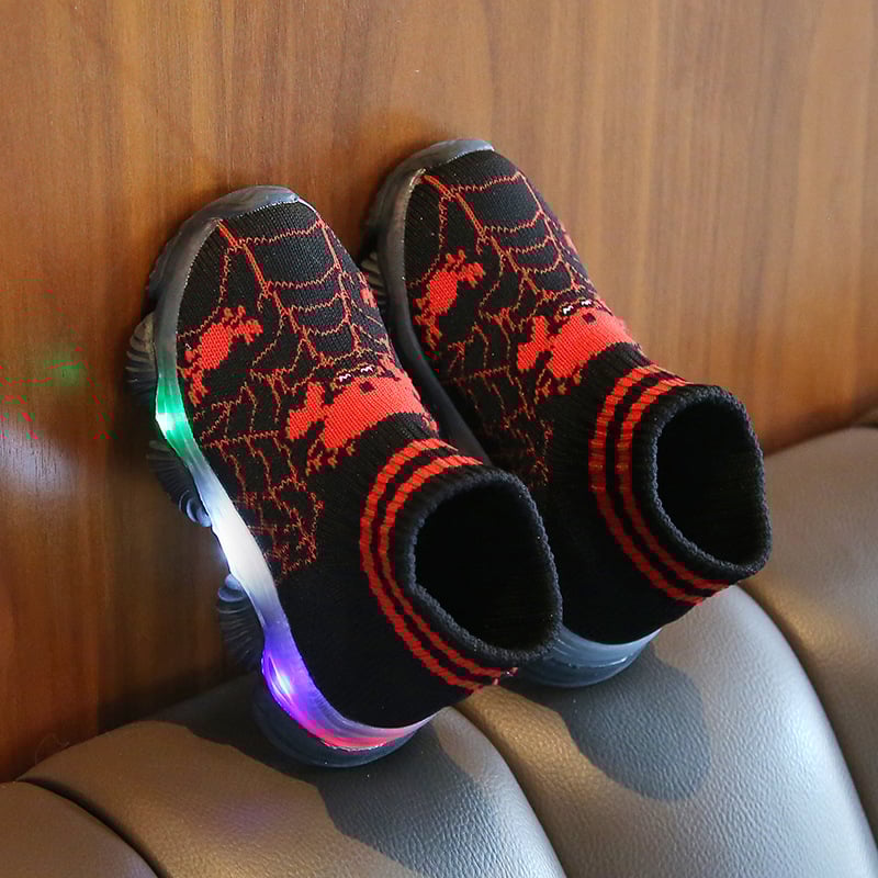 Világító gyerekcipők, lélegző vászon felsőrész, könnyű EVA talp, rajzfilm mintával, 1–12 éveseknek, tavasz-nyár-ősz