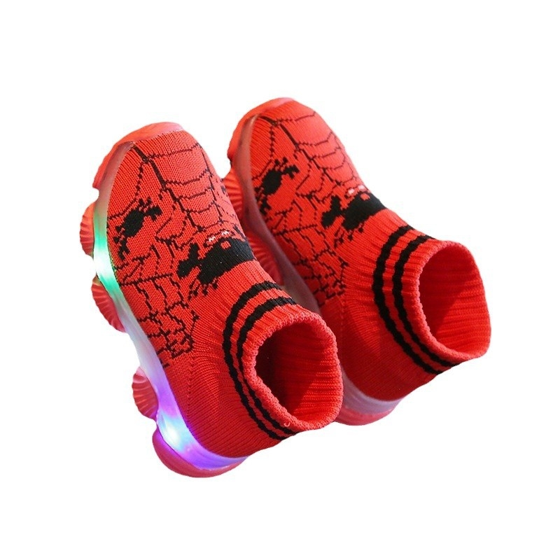 Világító gyerekcipők, lélegző vászon felsőrész, könnyű EVA talp, rajzfilm mintával, 1–12 éveseknek, tavasz-nyár-ősz