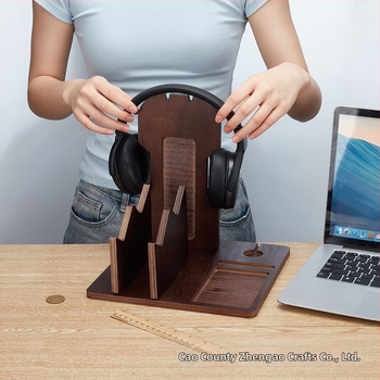 Ξύλινο ράφι για ακουστικά γραφείου и αποθήκευση gamepad – 3 επίπεδα, πολυλειτουργικός οργανωτής περιφερειακών υπολογιστή