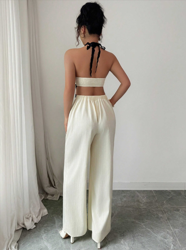 Női overall hullámzó csipke textúrával, ujjatlan, patchwork és lyukas részletekkel, poliészter, 2025 nyár