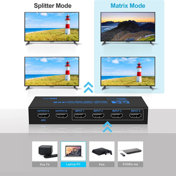 ORIGHT HDMI 4x2 matrica s razdjelom zvuka, ARC/HDCP2.2 podrška, 4K60Hz