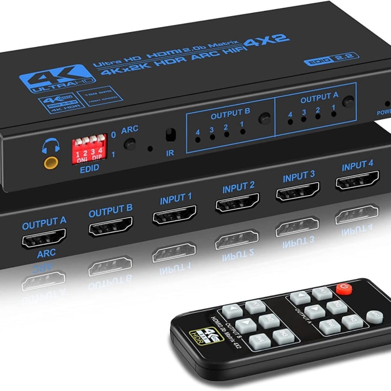 ORIGHT HDMI 4x2 matrica s razdjelom zvuka, ARC/HDCP2.2 podrška, 4K60Hz