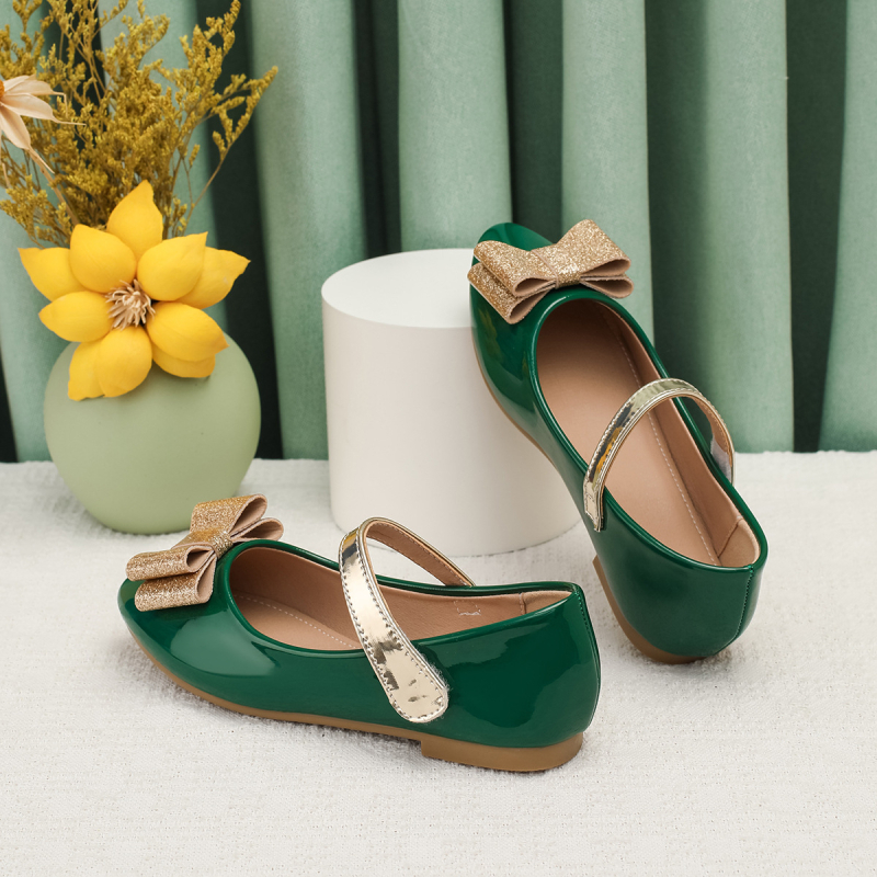 Pantofi fete stil prințesă; partea superioară PU, talpă din cauciuc, branț PU, pentru vârste 7–16 ani.