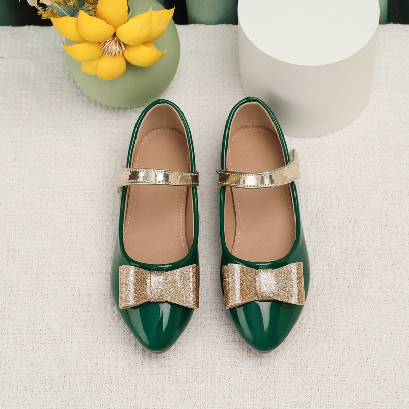 Pantofi fete stil prințesă; partea superioară PU, talpă din cauciuc, branț PU, pentru vârste 7–16 ani.