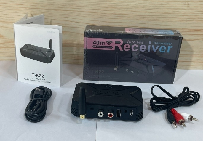CINCOTA Bluetooth audio prijenosnik/primopimač s RCA, 3,5 mm i optičkim ulazima – model T-R22, ABS kućište, Bluetooth 5.0, domet 40 m