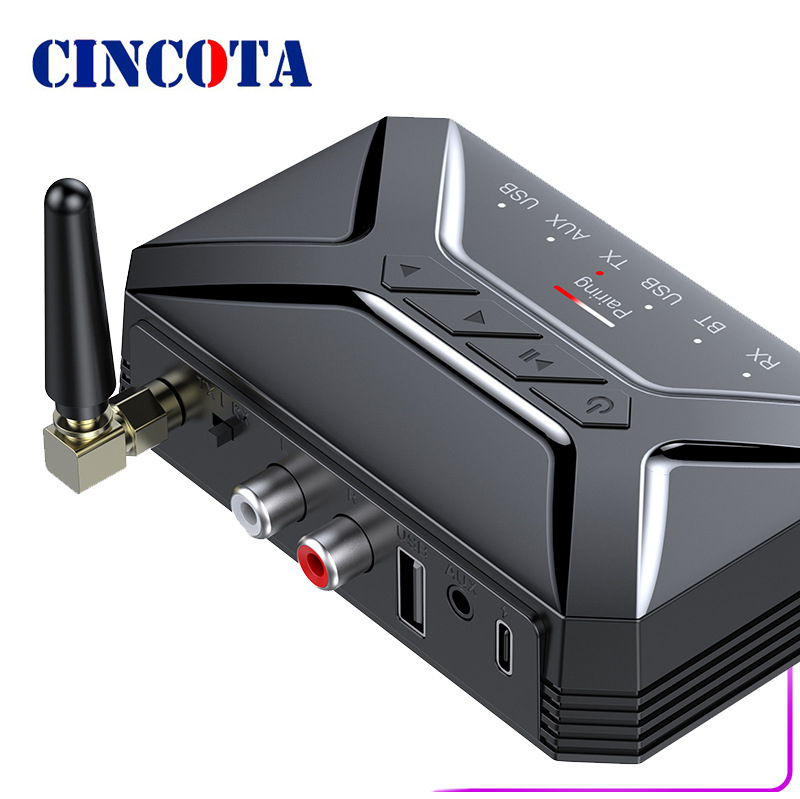CINCOTA Bluetooth audio prijenosnik/primopimač s RCA, 3,5 mm i optičkim ulazima – model T-R22, ABS kućište, Bluetooth 5.0, domet 40 m