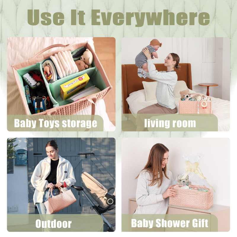 Testreszabható pelenkás táska anyáknak, váll-táska-stílusú, steppelt baba kellékek tárolókosara (Anyag: poliészter; Stílus: modern minimalista; Termék kategória: Egyéb tárolókosarak; Bevezetés: nyár 2024)