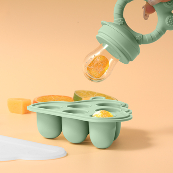LX Σιλικόνη Θήκη Παγώματος για Βρεφικό Φαγητό με Καπάκι, 6 Οπές, Σετ Δαγκώματος