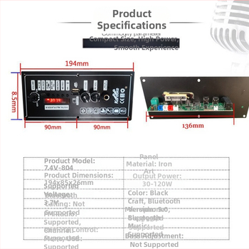 Πλακέτα ενισχυτή Bluetooth για ηχεία, μοντέλο 3.7V-803, με επαναφορτιζόμενη μπαταρία λιθίου για DIY αυτοκινήτου