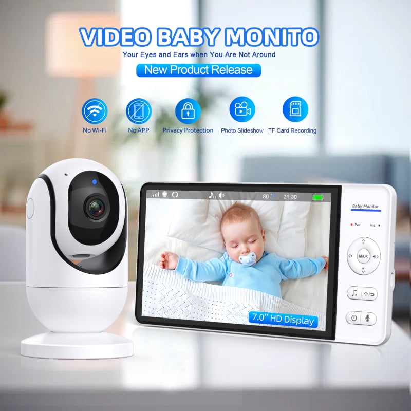 Anrubang zīdaiņu monitors - Bez Wi‑Fi, 720P video monitors ar nakts redzi, iepakojums 18 gab