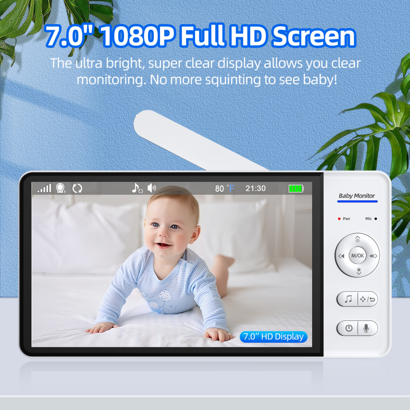 Anrubang zīdaiņu monitors - Bez Wi‑Fi, 720P video monitors ar nakts redzi, iepakojums 18 gab