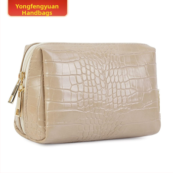PU odos makiažo krepšys su krokodilo raštu, atsparus vandeniui, poliesterio įdaila, unisex