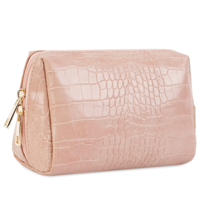 PU odos makiažo krepšys su krokodilo raštu, atsparus vandeniui, poliesterio įdaila, unisex
