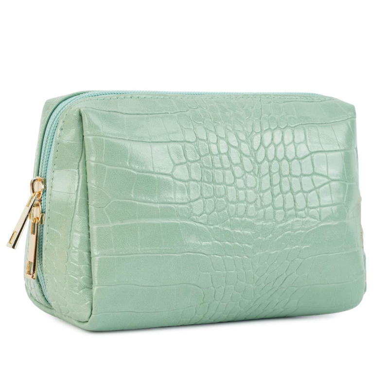 PU odos makiažo krepšys su krokodilo raštu, atsparus vandeniui, poliesterio įdaila, unisex