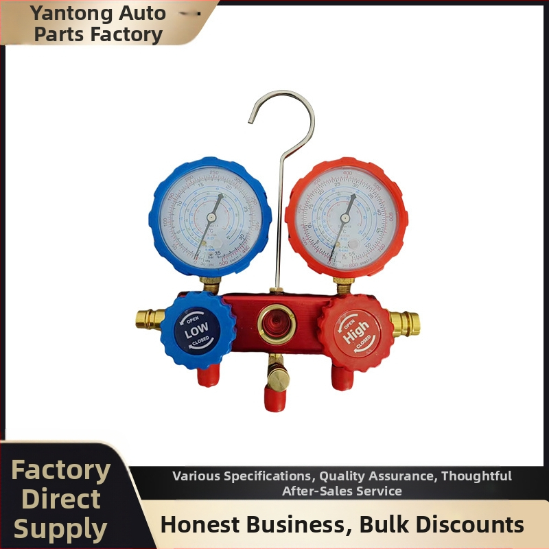 Tikslus slėgio matuoklis automobilių klimato sistemai su dvigubu manometru