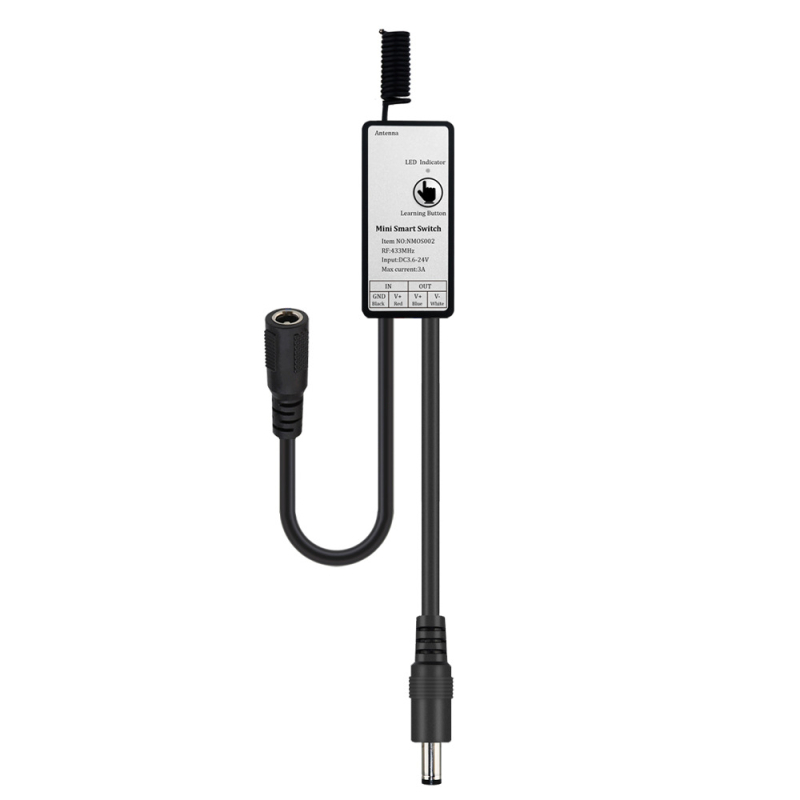 Mini bežični RF433 prekidač za LED trake, 3A, DC 3.6-24V, 433MHz, domet 50 m