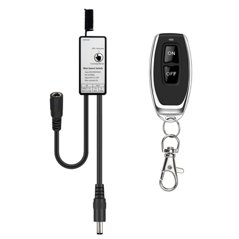 Mini bežični RF433 prekidač za LED trake, 3A, DC 3.6-24V, 433MHz, domet 50 m
