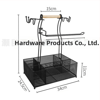 Ράφι κουζίνας για μπαχαρικά με θήκη χαρτιού και αποθήκευση ξυλακιών φαγητού, αναδιπλούμενο, περιστρεφόμενο, χωρίς οπές, σιδερένιο καλώδιο