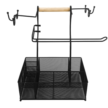 Ράφι κουζίνας για μπαχαρικά με θήκη χαρτιού και αποθήκευση ξυλακιών φαγητού, αναδιπλούμενο, περιστρεφόμενο, χωρίς οπές, σιδερένιο καλώδιο