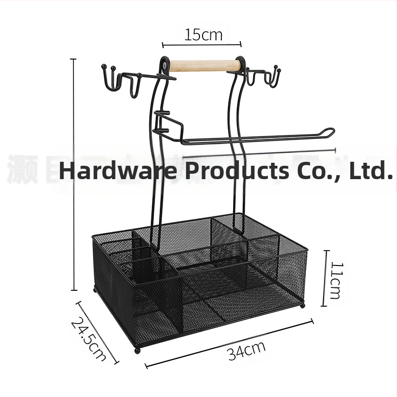 Кухненска стойка за подправки със държач за салфетки и държач за клечки за хранене, сгъваема, въртяща се, без пробиване, метална тел