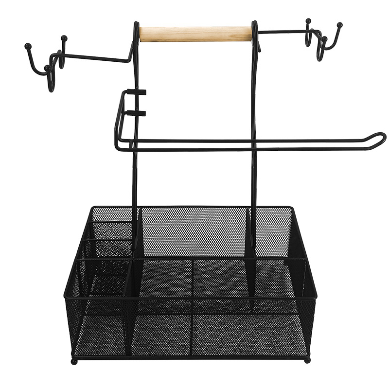 Ράφι κουζίνας για μπαχαρικά με θήκη χαρτιού και αποθήκευση ξυλακιών φαγητού, αναδιπλούμενο, περιστρεφόμενο, χωρίς οπές, σιδερένιο καλώδιο