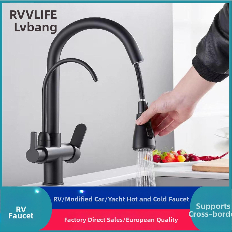 Кран за гореща и студена вода - неръждаема стомана, медено клапаново ядро, монтиран на повърхността, 90°C