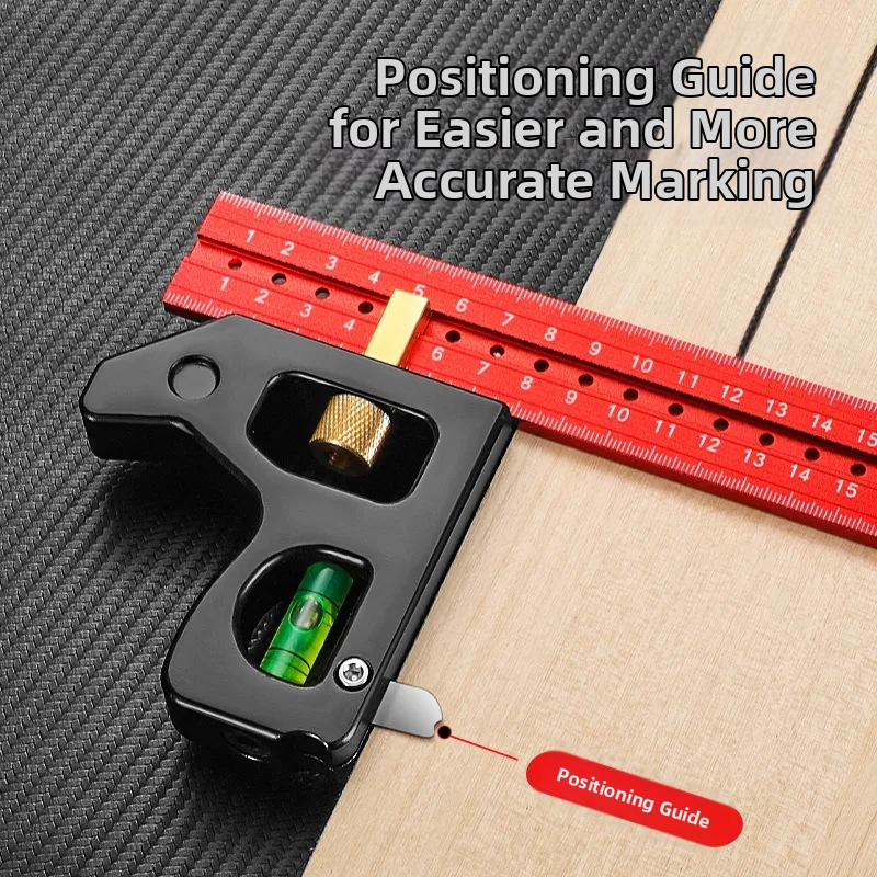 Комбинационен квадрат за дървообработване – подвижен ъглов измервател, набор линейки, тегло 600 g