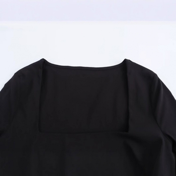 Φόρεμα με τετράγωνο λαιμό, μακριά μανίκια, φούστα τούτι, κοντό μήκος, πολυεστέρας