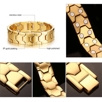 Vyrų vario magnetinės terapijos apyrankė su geometriniu dizainu, dviejų eilių rutuliukų forma, elektroplatinama