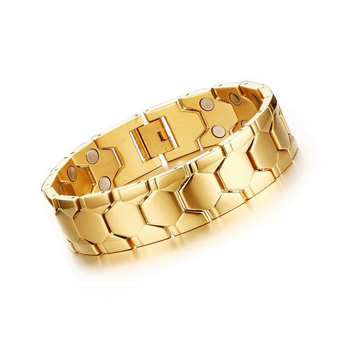 Vyrų vario magnetinės terapijos apyrankė su geometriniu dizainu, dviejų eilių rutuliukų forma, elektroplatinama