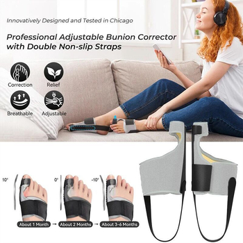 Bomike Διορθωτής Hallux Valgus για τον μεγάλο δάκτυλο του ποδιού με αλουμι­νένια ταινία, αναπνεύσιμο ύφασμα και Velcro; κατάλληλο για τρέξιμο, ποδηλασία και μασάζ